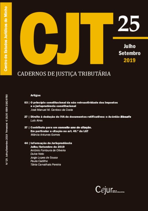 Cadernos de Justiça Tributária n.º 25