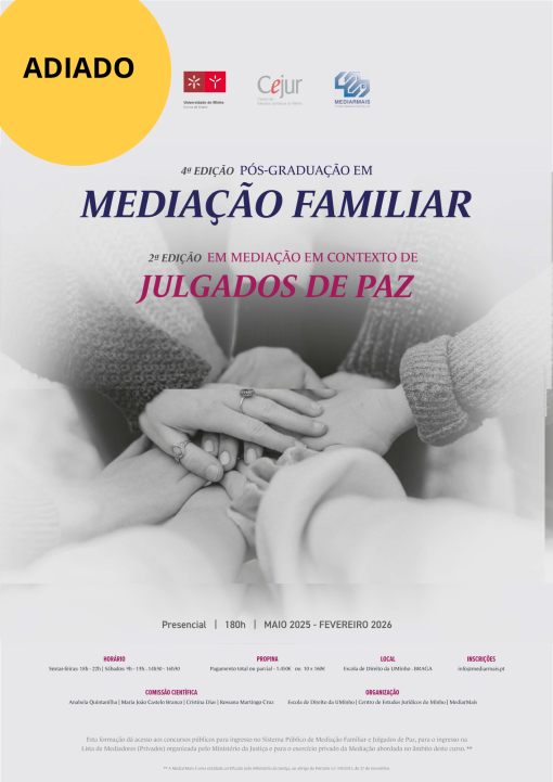 4ª EDIÇÃO DA PÓS-GRADUAÇÃO EM MEDIAÇÃO FAMILIAR - ⚠️ ADIADO PARA OUTUBRO ⚠️