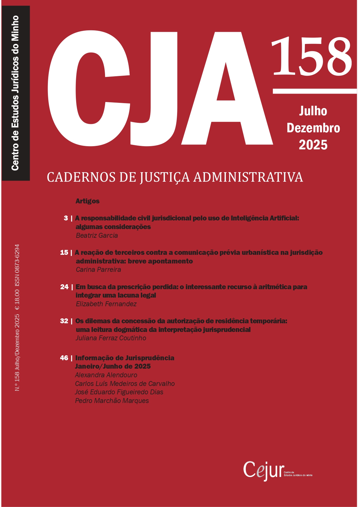 Cadernos de Justiça Administrativa n.º 158