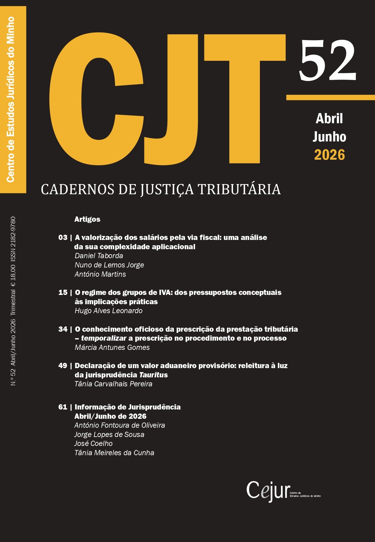 Cadernos de Justiça Tributária n.º 52