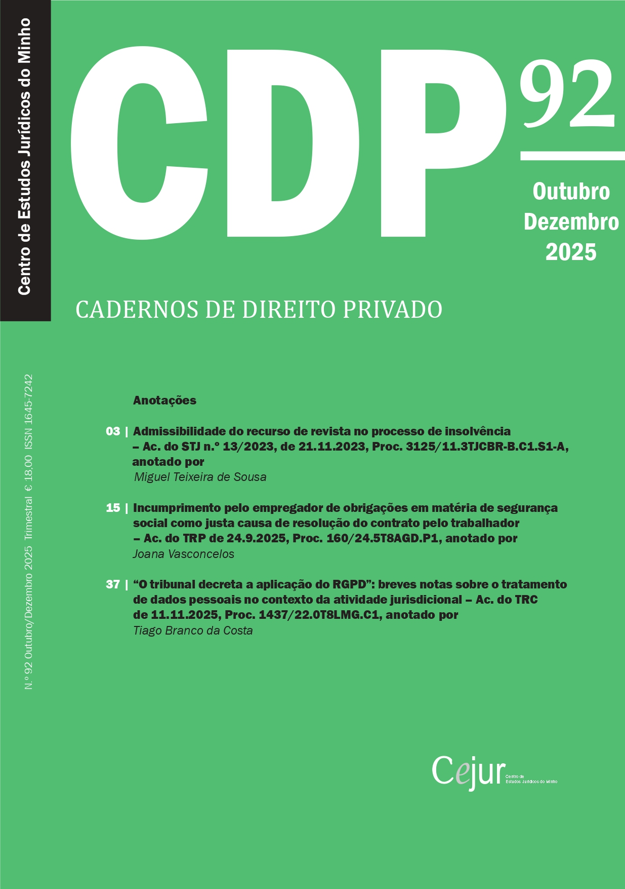 Cadernos de Direito Privado n.º 92